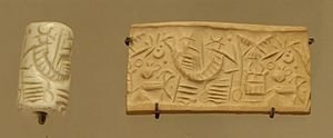ルーブル美術館が所蔵する紀元前2600年頃の円筒印章 